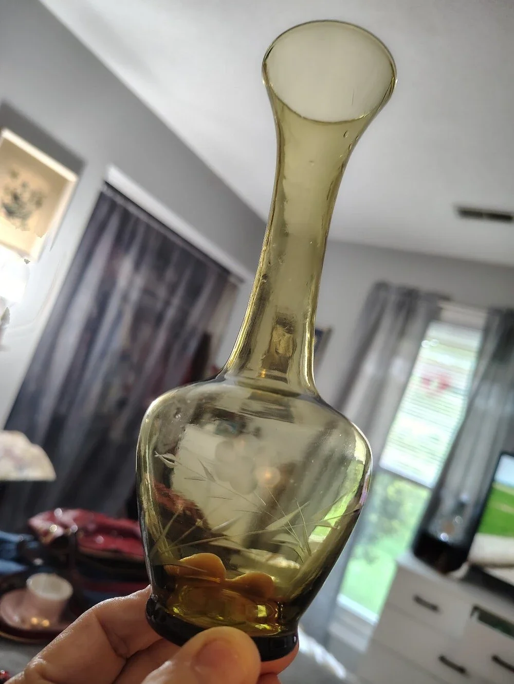 Vintage Bohemian Venetian Amber Glass Bud Vase